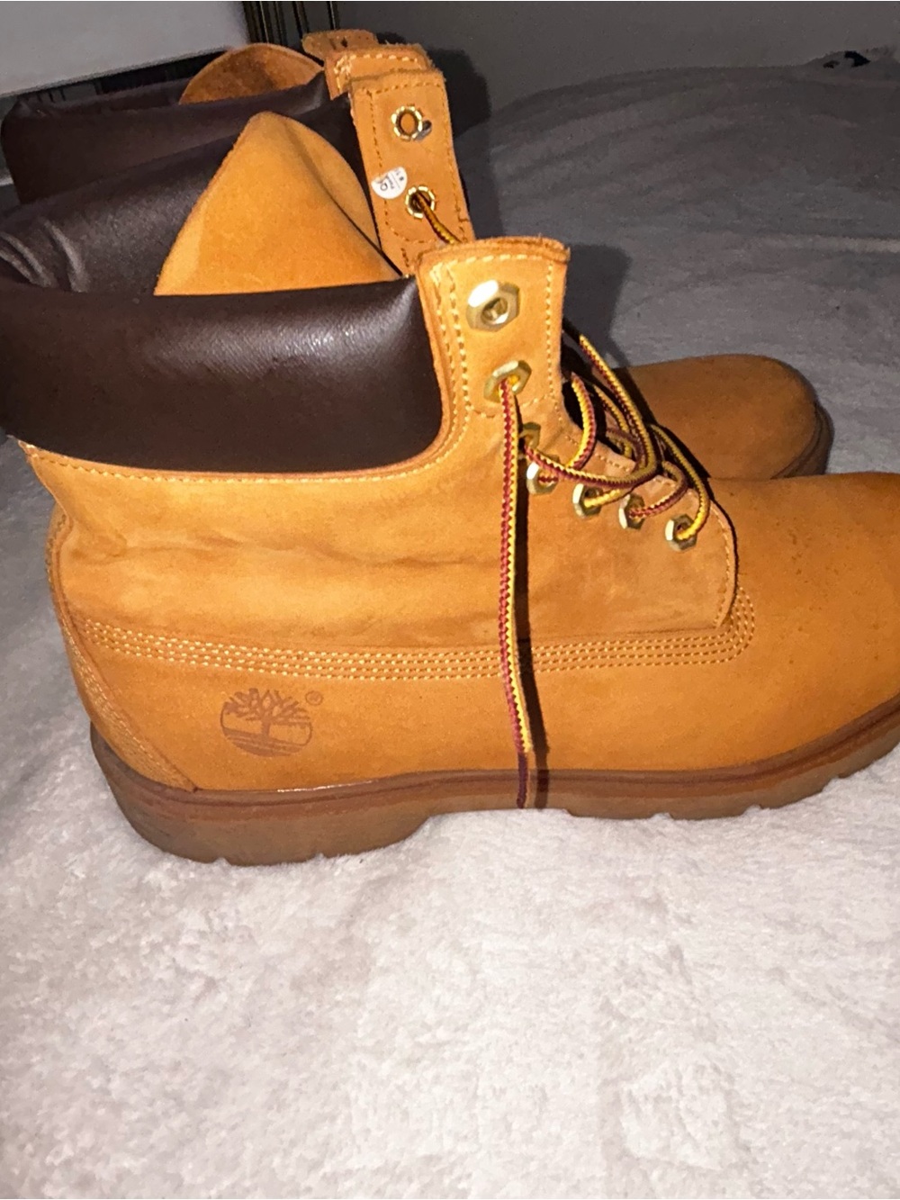 Timberland Wheat Nubuck Work Boots with Brown Collar - Picture 9 of 14